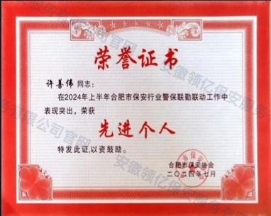 行业先进个人荣誉证书